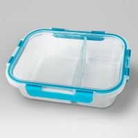 Glass Baking and Storage Container Bento Box 2 Compartments Hinged Locking Lids 46.7 fl. oz.