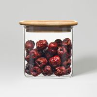 Square Glass Jar with Bamboo Wood Lid, small