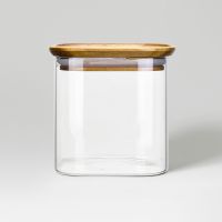 Square glass jar with Acacia Wood lid small