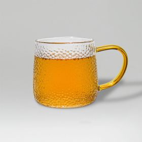 Mystique Hammered Glass Tea & Elixir Maker Brewing Mug Cup Yellow Handle 10 oz.